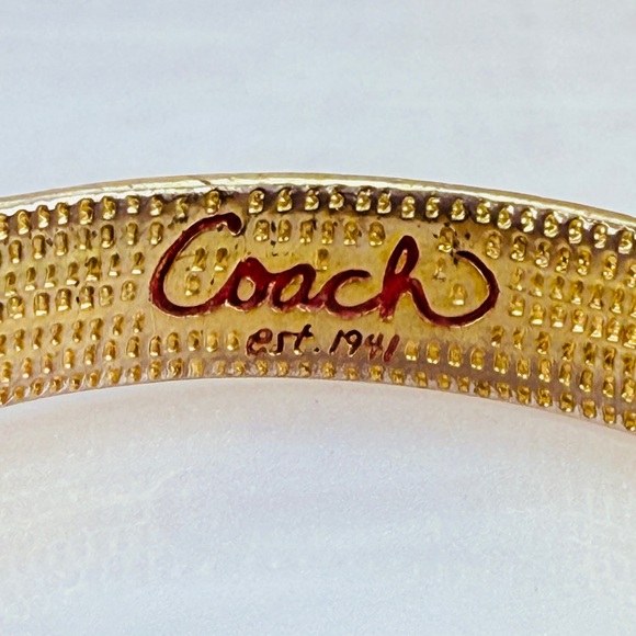Vintage Textured Goldtone colorful signature Coach bangle bracelet - Picture 12 of 12